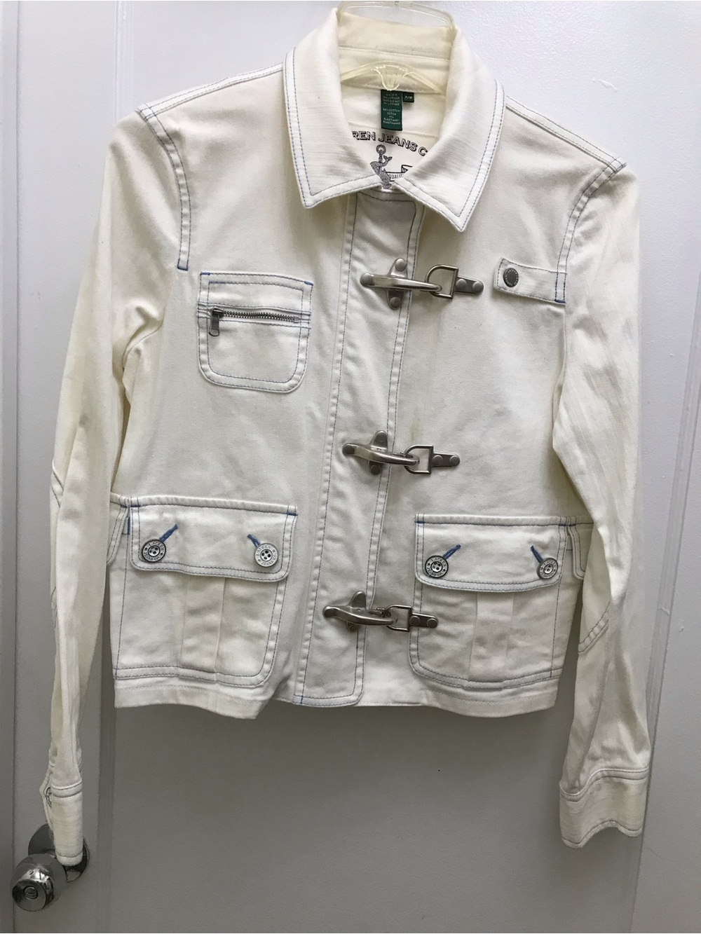 Ralph Lauren Cream Denim Toggle-Front Jacket